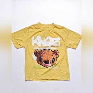 Kids Take That Yellow Graphic Tee Bear Hustle Streetwear Shirt Size 5